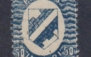 Pohjois-Inkeri 50p leimattu merkki.