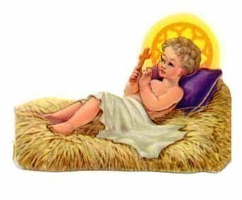 MLP 958 / Jeesus-lapsi seimessä - lila tyyny. 1950-60-l.
