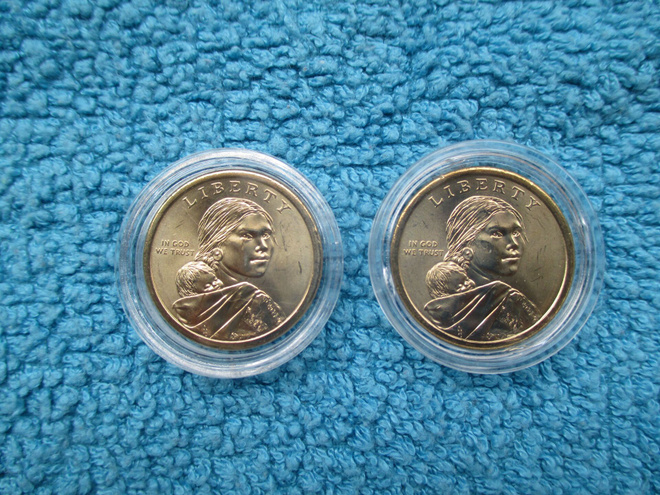 2 kpl USA 2014 $1 Sacagawea Native American "P" UNC