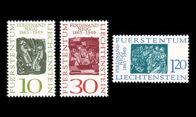 Liechtenstein 455-7 ** Graafikko Ferdinand Nigg (1965)