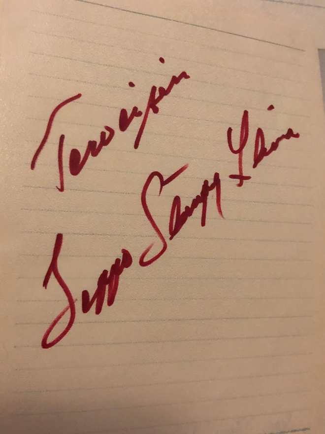 Seppo "Sämpy" Laine nimikirjoitus paperilla