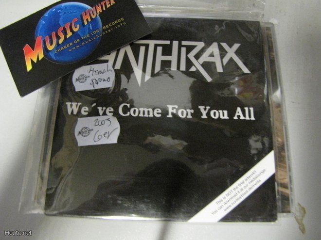 ANTHRAX - WEVE COME FOR YOU ALL PROMO CD SINGLE SLEEVE