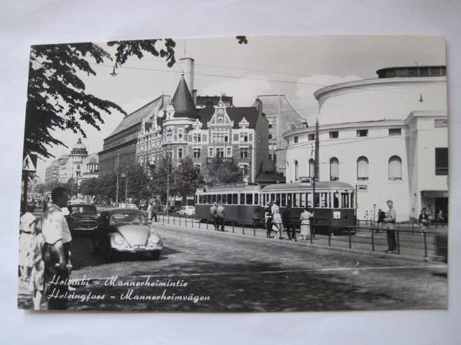 Postikortin Alkup.Mallikappale Helsinki Raitiovaunu 1950-l