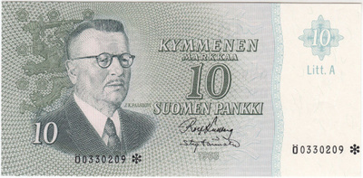 10 Markkaa 1963 Litt.A Ö-tähti, kl.9