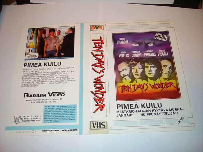 Vhs kansipaperi Fix -  PIMEÄ KUILU - TEN DAY`S WONDER