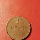 *Suomi *  1 penniä  *1911  *   Copper/Kupari *1+/EF - pikkukuva 1