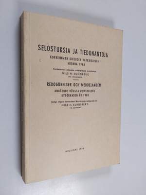 Nils H Sundberg : Selostuksia ja tiedonantoja Korkeimman ...