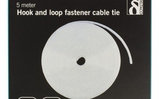 Deltaco Velcro Tarranauha, 10mm, 5m, valkoinen *UUSI*