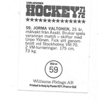 1971-72 SWE Williams #59 Jorma Valtonen , Suomi & Ässät MV - pikkukuva 2