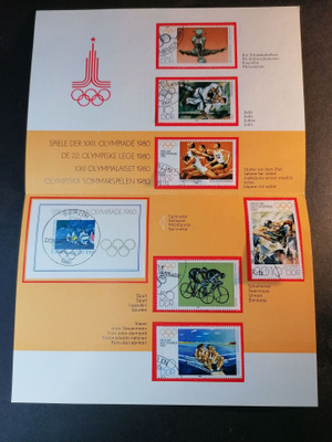 DDR Moskovan Olympialaiset 1980 Postimerkki Kansio Rare!