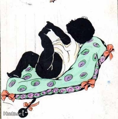 SILUETTI / Vauva tyynyllä. 1910-l. HARVINAINEN!!