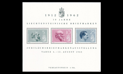 Liechtenstein 415-7BL6 ** Postimerkki 50v (1962)