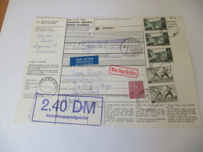1971 Rovaniemi 24 lentopakettikortti Saksaan