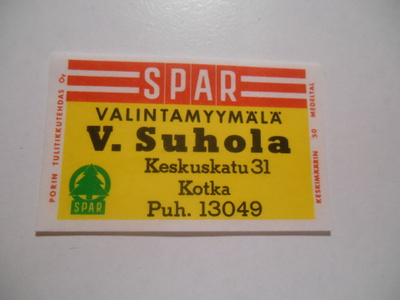 TT Etiketti SPAR V.Suhola Kotka