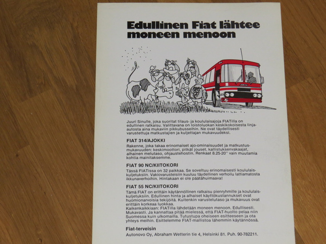 1973 Fiat linja-auto esite - suom - bussi