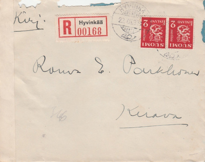 1939, Kirje , kirjattu Hyvinkää-Kerava