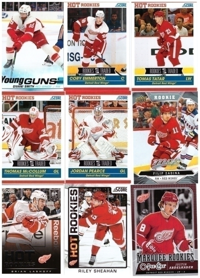 9 x DETROIT RED WINGS Rookie Kortteja
