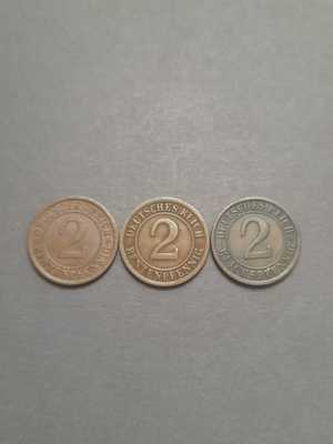 Saksa 2 pfennig 1923A,1924E,1925A
