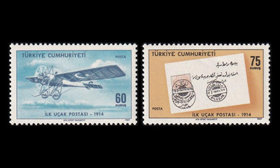 Turkki 2152-3 ** 1. lentopostikuljetus 55v (1969)