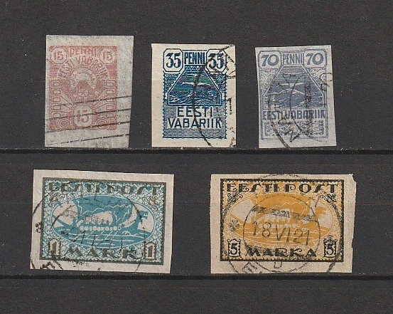 1919/20 Viro kaksi eri sarjaa leimattuina.