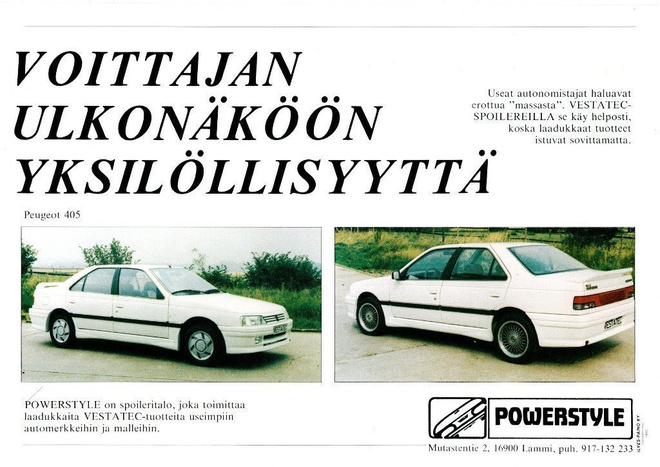 Peugeot 405 Vestatec korisarjat -esite, 1988
