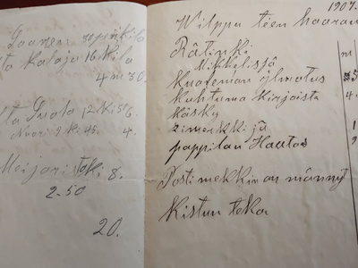 v.1907 Wilppu Tiehaara rätinki hautauksesta asiakirja