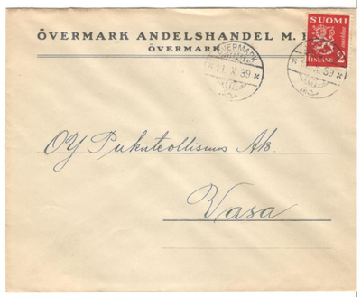 Övermark, v. 1939 firmakuori kotiseutukeräilijälle