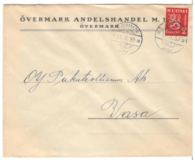 Övermark,  v. 1939  firmakuori kotiseutukeräilijälle