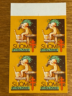 JOULUMERKKI 1949 POIKA LÖYLYSSÄ HAMMASTAMATON NELIÖ**
