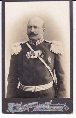 VANHA CDV Valokuva Venäjä Upseeri UPEAT Merkit Viipuri 1900-