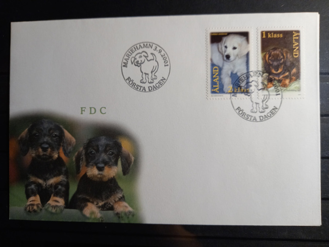 ÅLAND EPK FDC 6/2001: Koirat, lemmikkieläimet sarja