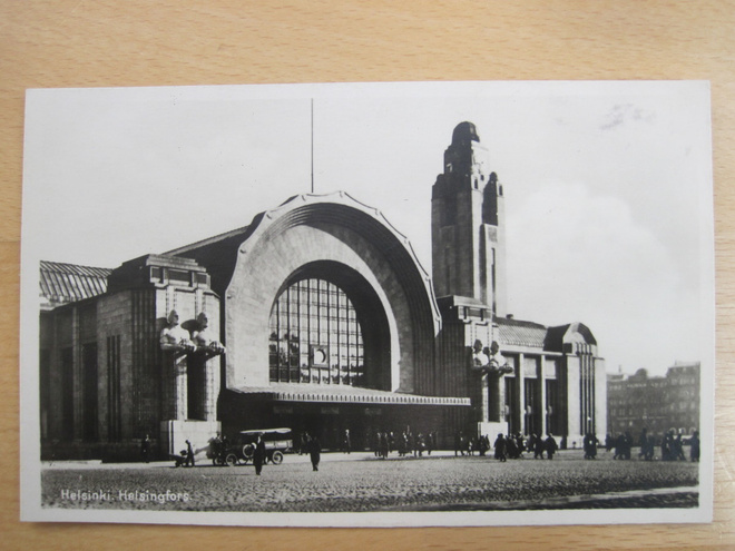 VANHA Postikortti Helsinki Rautatie Asema 1929