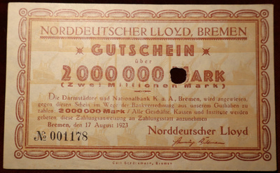Saksa 2 Millionen Mark 1923