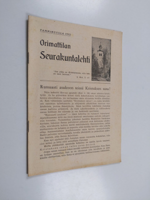 Orimattilan seurakuntakuntalehti : tammikuu 1952