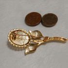 Vintage kukka solki rintaneula – gold plated emaloitu - pikkukuva 3