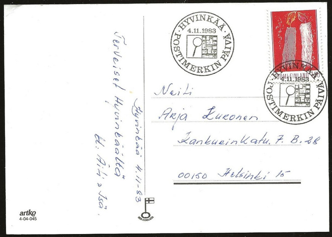 Erikoisleima Hyvinkää (1983) Postimerkin päivä