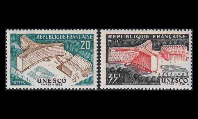 Ranska 1214-5 ** Unescon päämajan avajaiset (1958)
