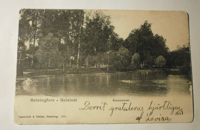 Helsinki, Kaisaniemi, Joutsenlampi, puistoa, p. 1904
