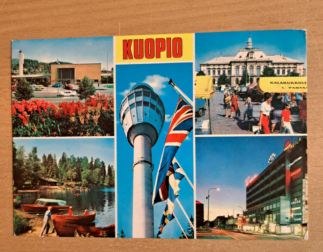 Kuopio, monikuva,, kulkenut 1977