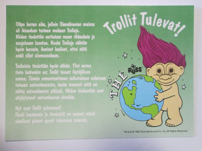 KULKEMATON TROLLIT TULEVAT RUSS BERRIE 1992 KARTO