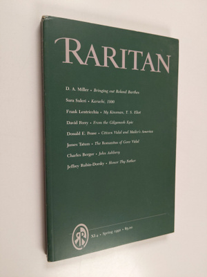 Raritan : Spring 1992 : Volume XL : Number 4