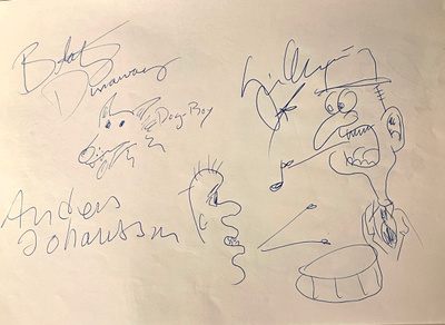 Yngwie Malmsteen +2 piirustukset + nimmarit paperilla