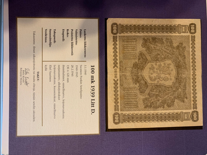100 markkaa 1939
