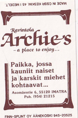 Imatra, Ravintola Archie`s    3/16
