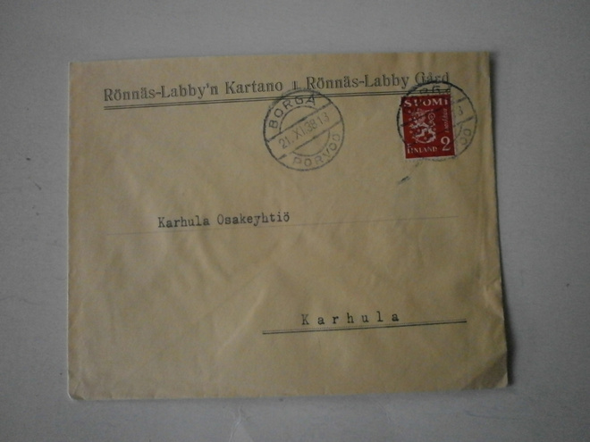 Porvoo, Rönnes-Labby'n Kartano, 21.11.1938