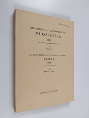 Korkeimman hallinto-oikeuden vuosikirja 1966 B : Verotus