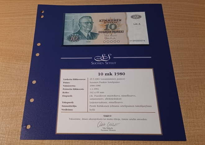 10 Markkaa 1980 Litt A / 1139383076 Uus - Van KL 9