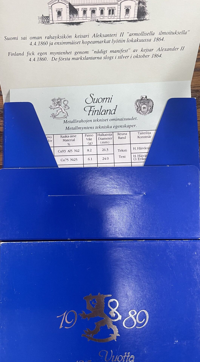 Vuosisarja 1989 Rahapaja 125 v. Suomi / Ruotsi kielinen