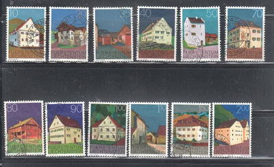 Liechstenstein 1978 taloja sarja leimattuna.