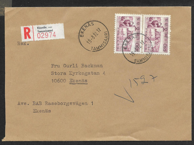 Postil. - Yl.m. 0,65 R (LAPE 2x621) Ekenäs 15.3.1972
